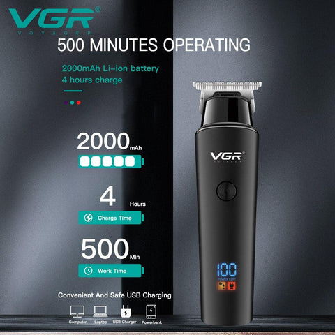 VGR V-937 Aparador de Cabelo Profissional 0mmDigital Display - Esplendor