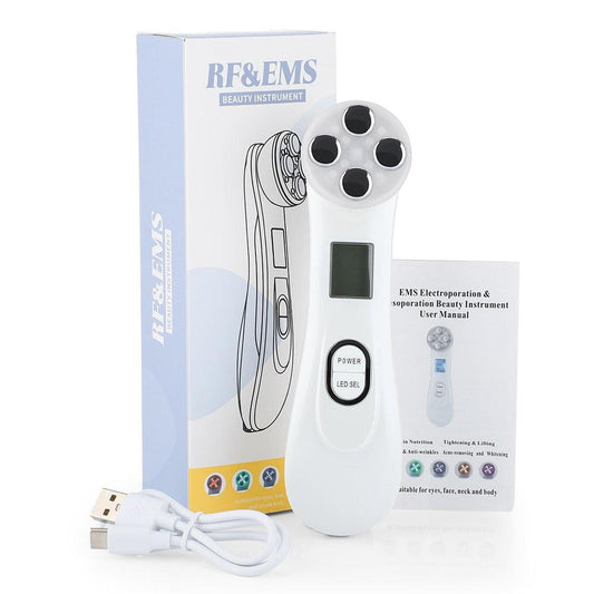 Massageador Facial Elevador Facial com Microcorrente de Radiofrequência EMS 5 Cores Rejuvenescimento da Pele - Esplendor