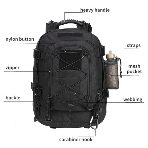 Mochila Tática de Grande Capacidade 64L para Aventuras ao Ar Livre - Leve o Seu Equipamento com Estilo e Conforto