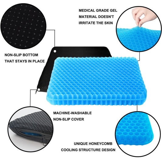 Breathable Gel Seat Cushion - Breathable Silicone Honeycomb Structure