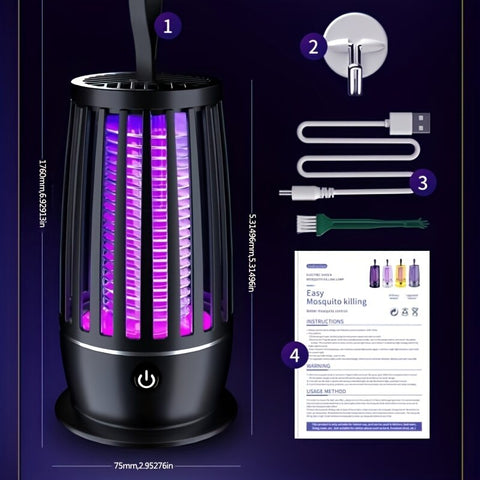 Lâmpada Portátil Mata-Mosquitos Elétrica Recarregável - Armadilha de Insetos com UV de 365nm