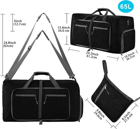 65L Foldable Duffle Suitcase with Shoe Compartment - Comfort and Style on a Large Scale