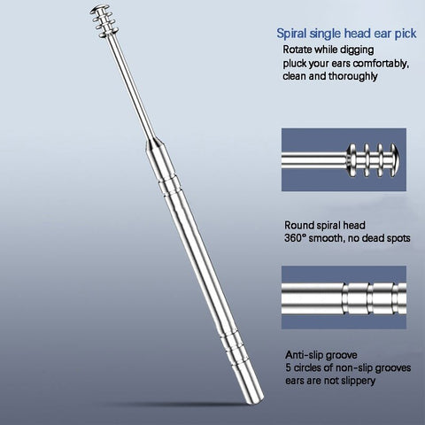 Conjunto de 6 Espátulas de Aço Inoxidável para Remoção de Cera de Ouvido - Cuidado e Higiene Auricular