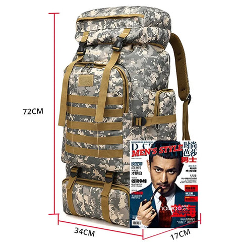 Mochila Tática Militar 70L - Grande Capacidade Ideal para Aventuras ao Ar Livre e Táticas