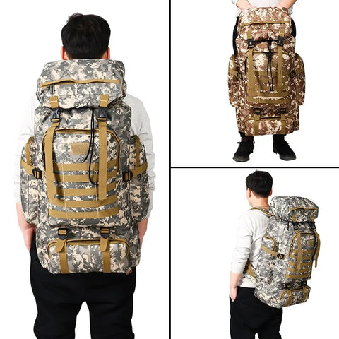 Mochila Tática Militar 70L - Grande Capacidade Ideal para Aventuras ao Ar Livre e Táticas