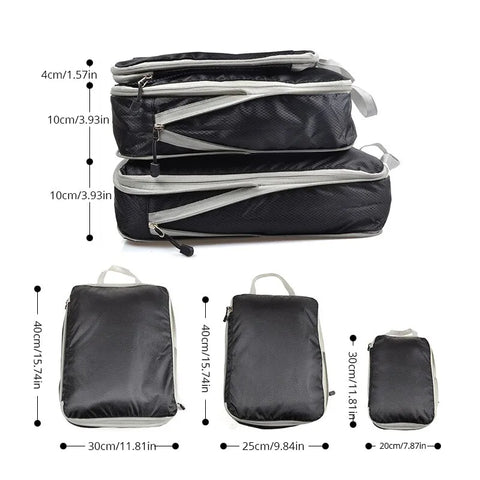 Set of 3 Compressible Travel Storage Bags - Efficient Quality