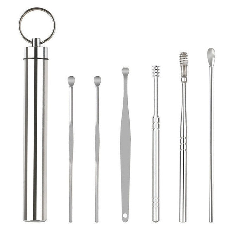 Set of 6 Stainless Steel Spatulas for Earwax Removal - Ear Care and Hygiene