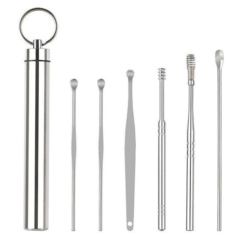 Set of 6 Stainless Steel Spatulas for Earwax Removal - Ear Care and Hygiene