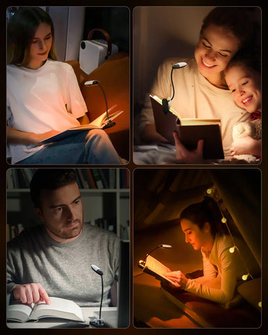 Mini LED for Reading with 3 Colors and 5 Rechargeable Brightness Levels - Flexible Lighting