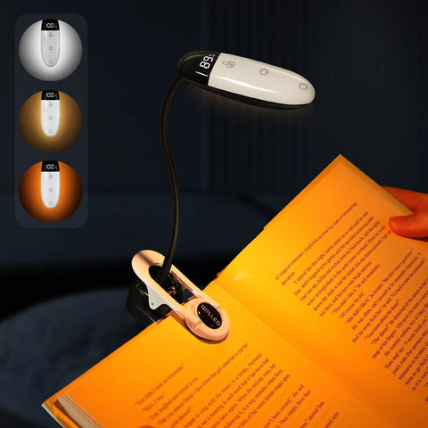 Mini LED for Reading with 3 Colors and 5 Rechargeable Brightness Levels - Flexible Lighting