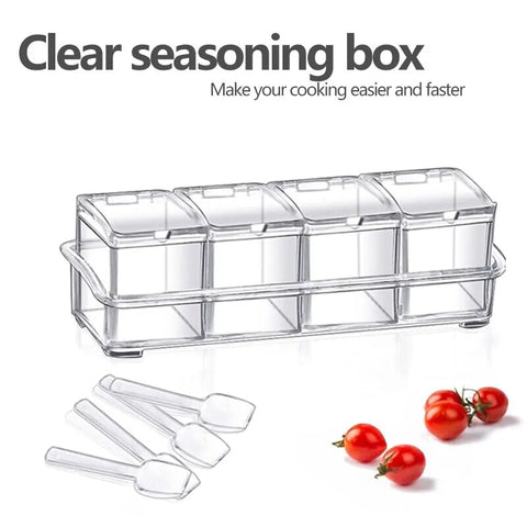 Set of 4 Kitchen Seasoning Storage Boxes - Organization and Freshness