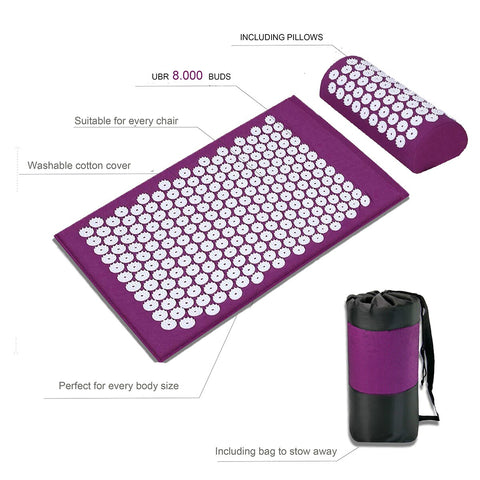 Yoga Massage Mat - Almofada de Acupressão para Alívio do Stress e Dor nas Costas