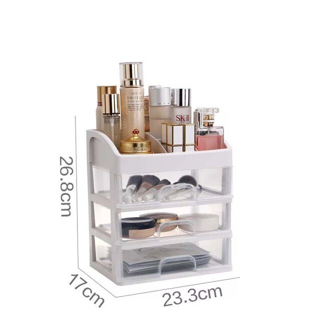 Makeup and Jewelry Storage Box - Makeup Organizer, Brush Case and Storage Drawers, Large Capacity