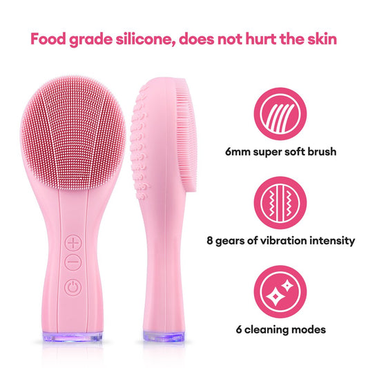 Electric Silicone Facial Brush with Sonic Vibration: Deep Cleansing and Removal of Acne and Blackheads