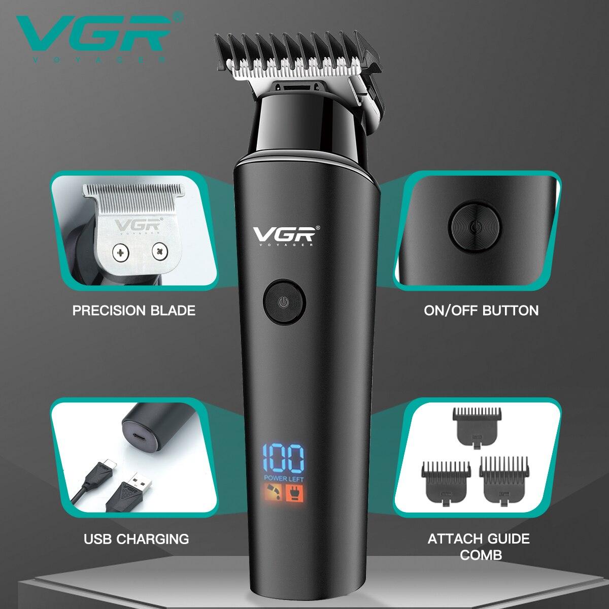 VGR V-937 Aparador de Cabelo Profissional 0mmDigital Display - Esplendor