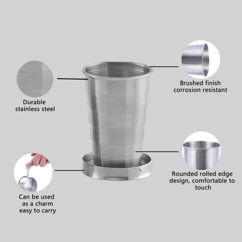 Stainless Steel Telescopic Cup - Your Perfect Companion for Travel and Outdoor Activities!