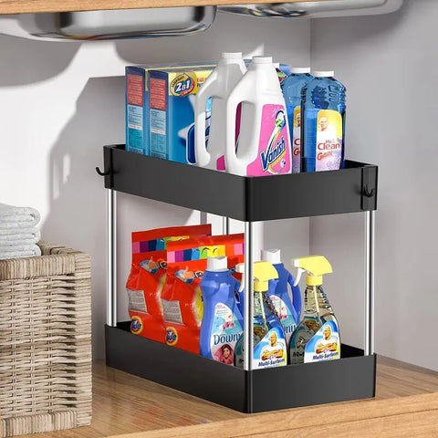 2-Tier Organizer for Bathroom and Kitchen - The Multifunctional Solution to Keep Your Home Organized!