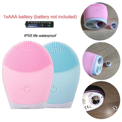 Silicone Facial Cleansing Brush - Deep Cleansing with Sonic Vibration to Reveal Your Natural Beauty