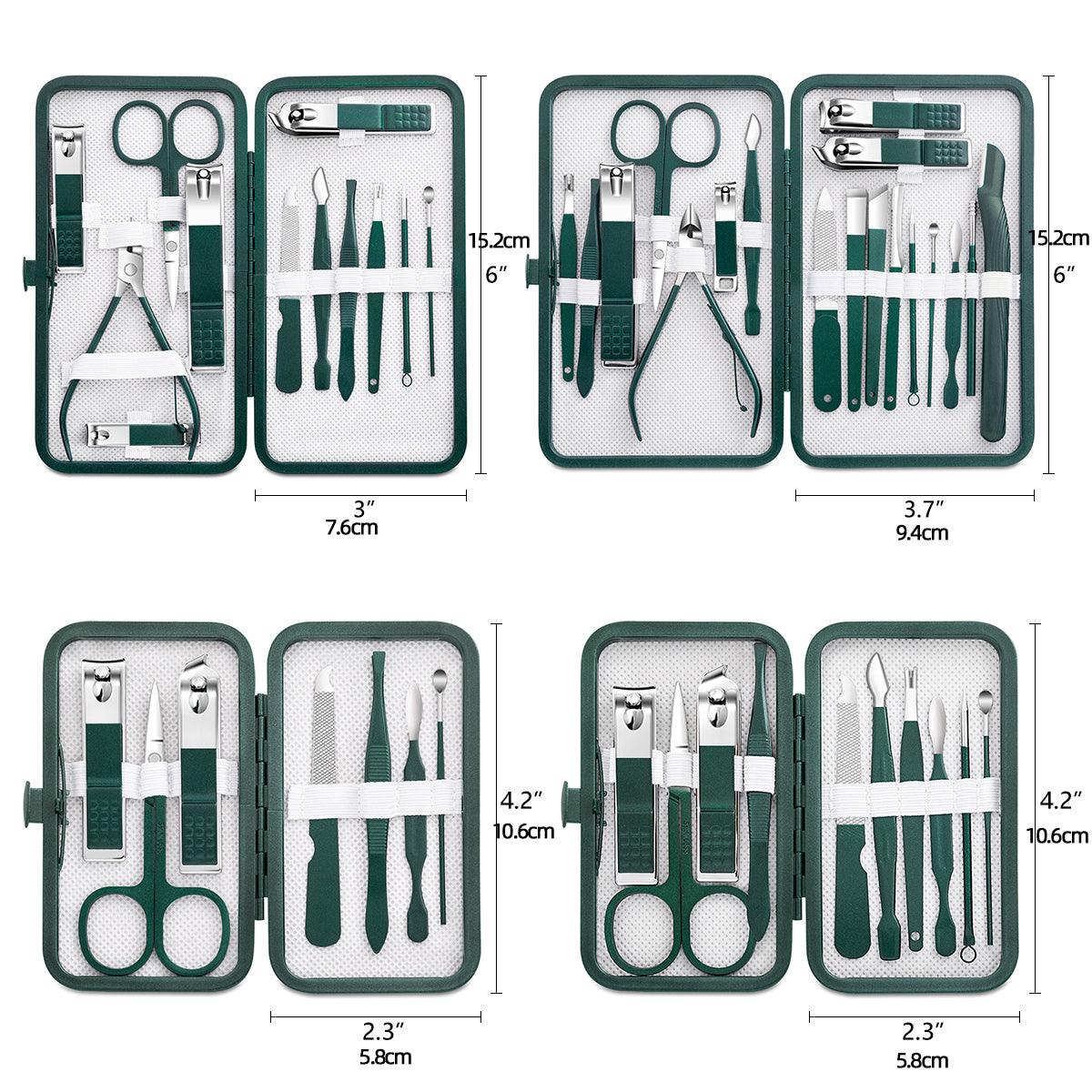 Conjunto de ferramentas de limpeza de aço inoxidável com estojo portátil para manicura - Esplendor