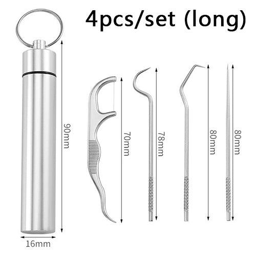 Conjunto de palitos de aço inoxidável para limpeza precisa dos dentes com Fio dental - Esplendor