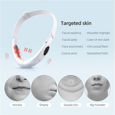 CkeyiN-V Shaped Face Lifting Machine Terapia Luz Vermelha Emagrecimento Facial Apertando EMS Massageador Pescoço Removedor de Chin Duplo - Esplendor