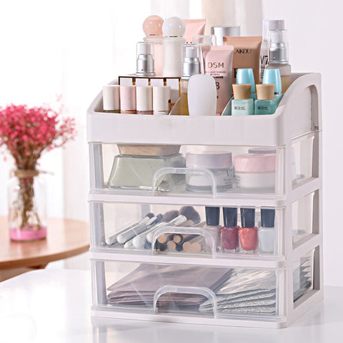 Makeup and Jewelry Storage Box - Makeup Organizer, Brush Case and Storage Drawers, Large Capacity